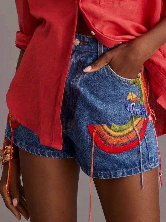 FARM Rio Pants - Farm Rio Colorful Birds Denim Shorts—BEAUTIFUL!! New with Tags. Size Medium